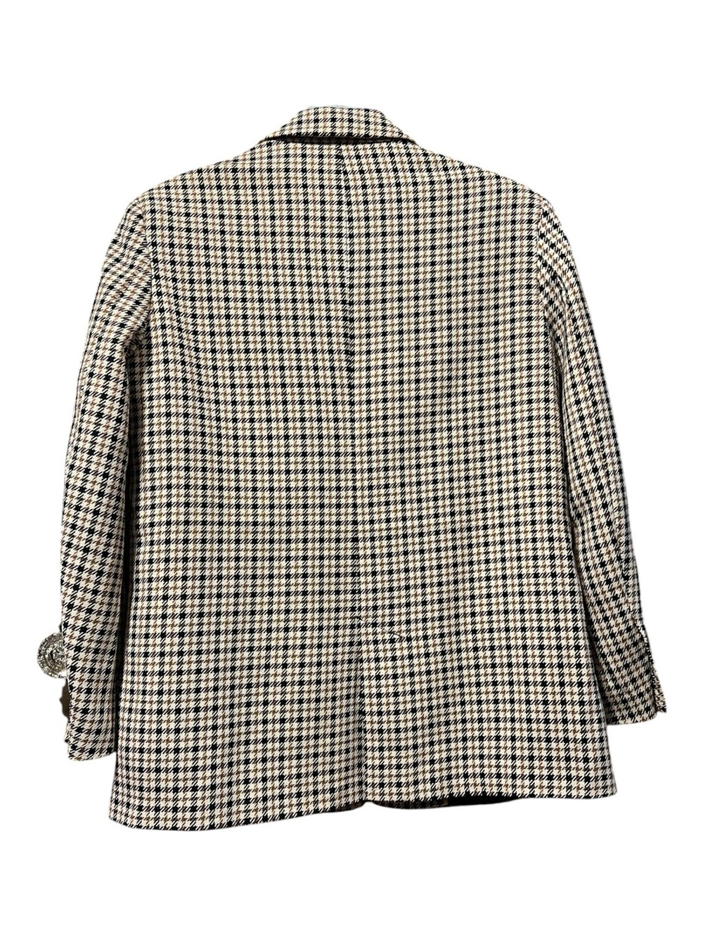 Zara Plaid Blazer Jacket Houndstooth Neutral Tailored – Size Small - Picture 2 of 4